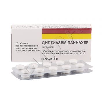 Дилтиазем Ланнахер ретард таблетки покрытые оболочкой 90мг №20 ** в аптеке Implozia
