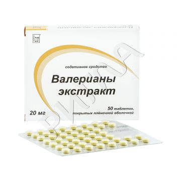Валерианы эк-т таблетки покрытые оболочкой 0,02г №50 в аптеке Без сети в городе Братск