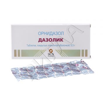 Дазолик (Орнидазол) таблетки покрытые оболочкой 0,5г №10 ** в аптеке А Мега в городе Электросталь