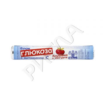Блок Глюкоза вит.С/клубника/йогурт таблетки жевательные №18 в аптеке Без сети в городе Мариинск