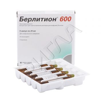 Берлитион 600 конц.д/раствора д/инф. 25мг/мл 24мл №5 ** в аптеке Без сети в городе Туруханск